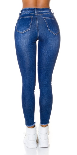 gebruikte used look hoge taille jeans blauw